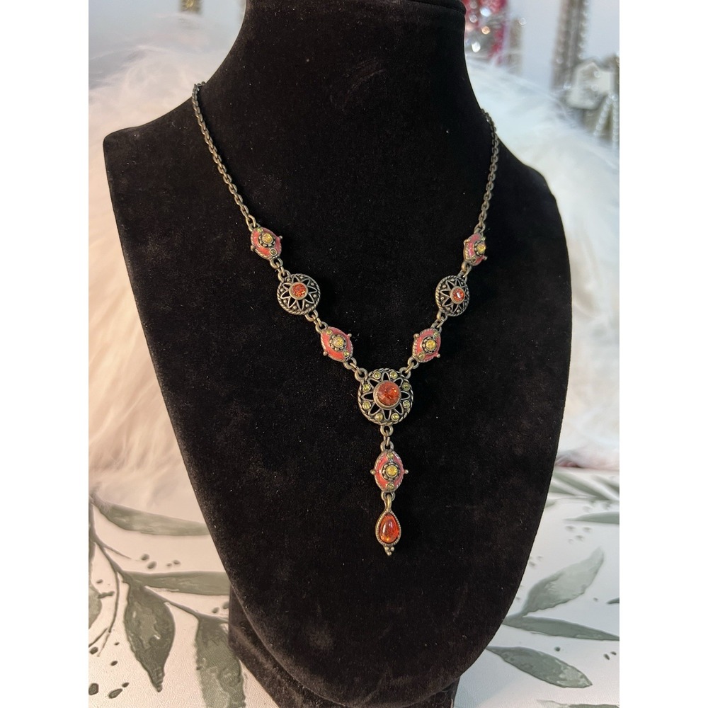 Vintage Nina Ricci Necklace Elegant Classic Brass-tone Gift Gothic Sophisticated - Picture 8 of 11